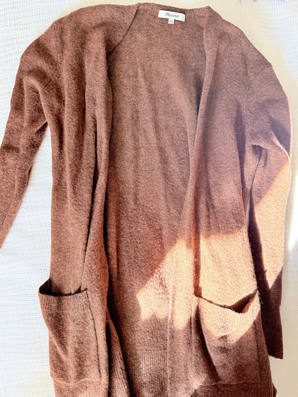 Madewell Chocolate Brown Open-Front Pocket Cardigan